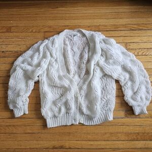 Jeff laurent vintage Cozy White Women's Sweater cardigan Size m bubble Knit